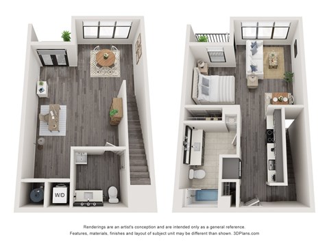 Floor plan for 1 bed, 1.5 baths, 1110 sqft